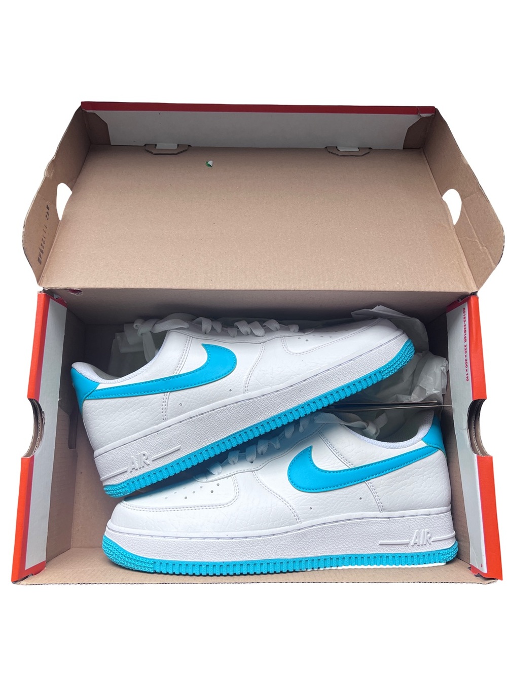 Nike White Sneakers with Bright Blue Swoosh
